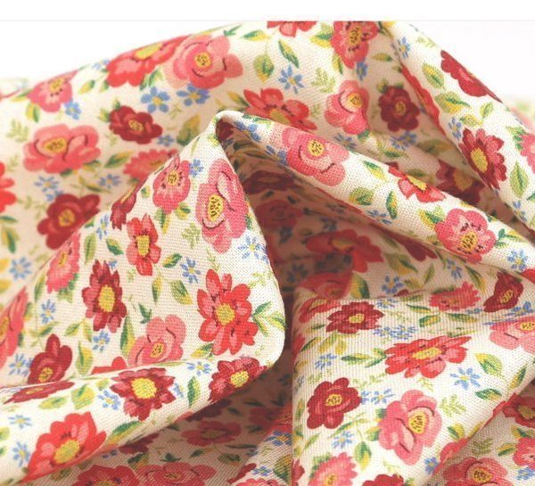 Bahar Çiçekleri Doğal Pamuk Kumaş (yarım metre)