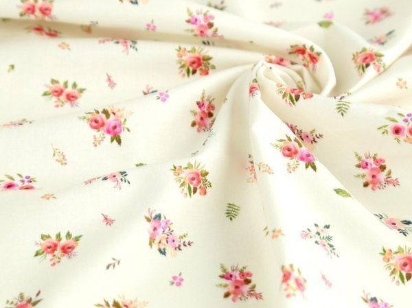 Pastela Vintage Çiçekli Doğal Pamuk Kumaş (Yarım metre)