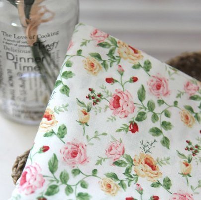 İngiliz Gülü Doğal Pamuk Kumaş (yarım metre)