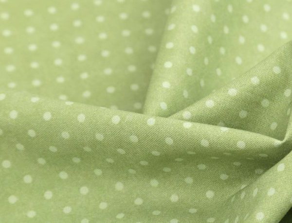Yeşil Puantiyeli Doğal Pamuk Kumaş (yarım metre)