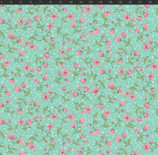 Mint Çıtır Güllü Pastela Kumaş (yarım metre)