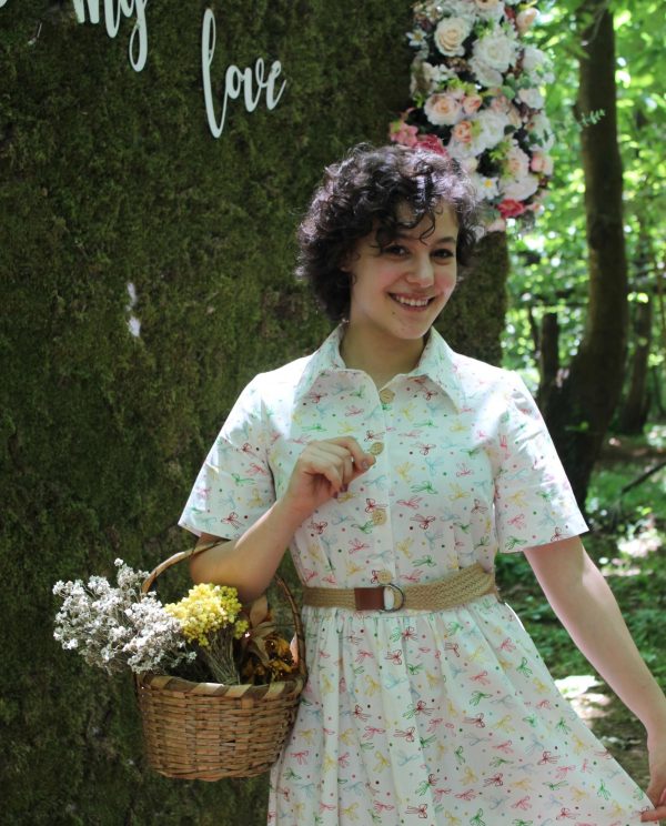 Rapiska Fiyonk Elbise / Kısa kollu