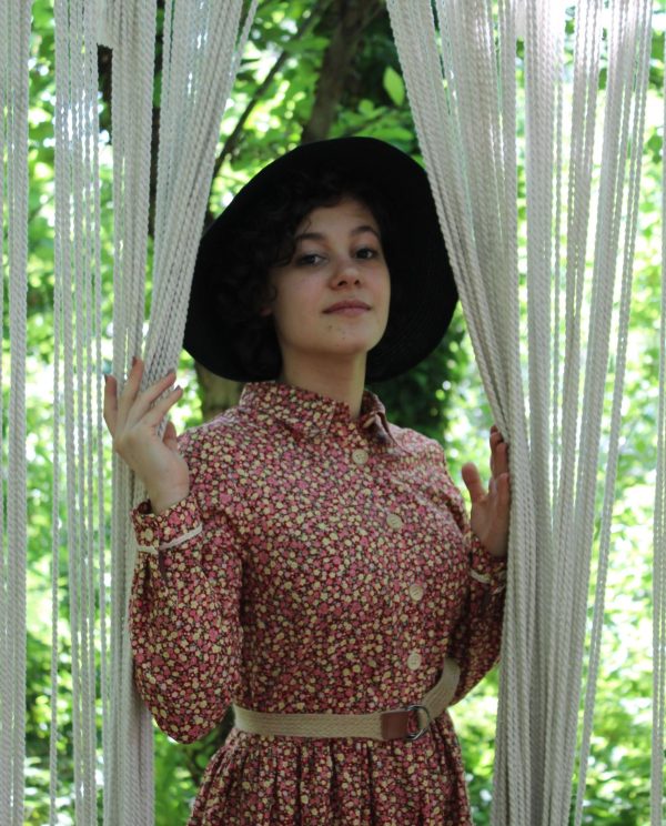 Çıtır Çiçekli Kırmızı Vintage Elbise