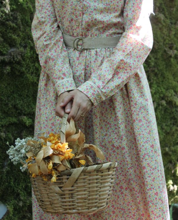 Çıtır Çiçekli Sarı Vintage Elbise