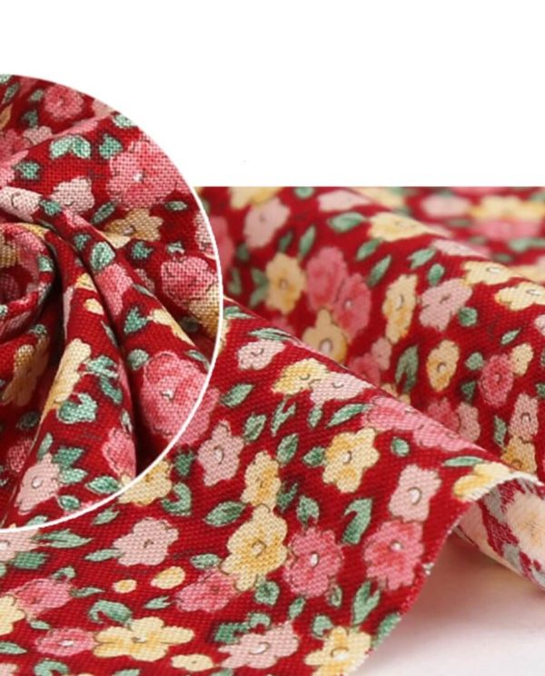 Japon Çıtır Çiçek Kumaş Kırmızı (yarım metre)