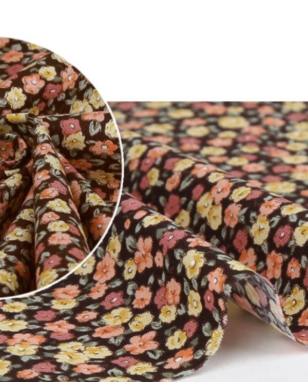 Japon Çıtır Çiçek Kumaş Kahverengi (yarım metre)
