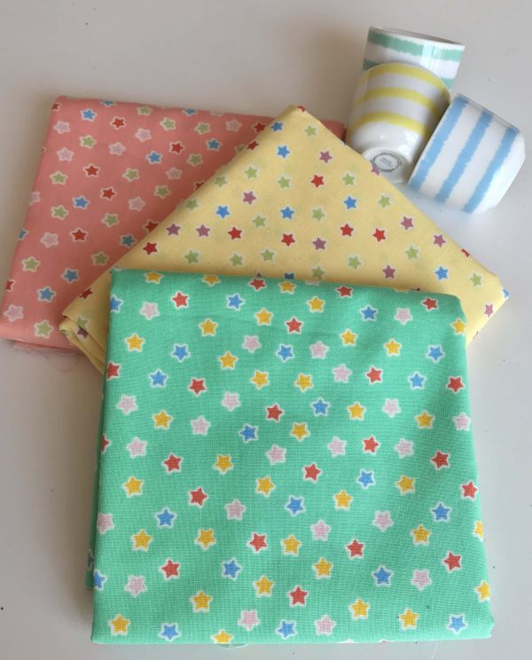 Mini Yıldızlar Yavruağzı Doğal Pamuk Kumaş (yarım metre)