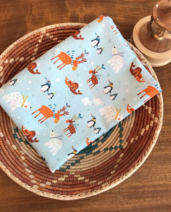 Ice Age Penguın Doğal Pamuk Kumaş  (yarım metre)