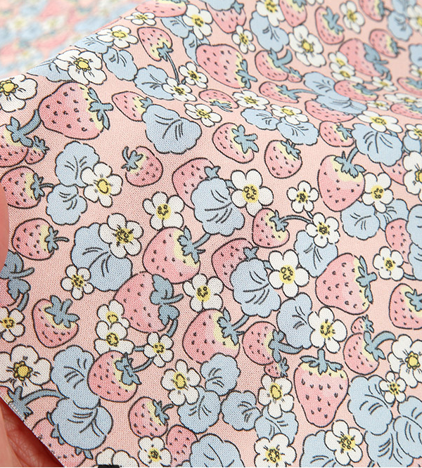 Vintage Çilek Doğal Pamuk Kumaş -pembe- (yarım metre)