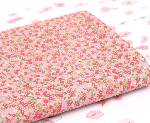 Minimini çiçekler Doğal Pamuk Kumaş -Pudra- (yarım metre)