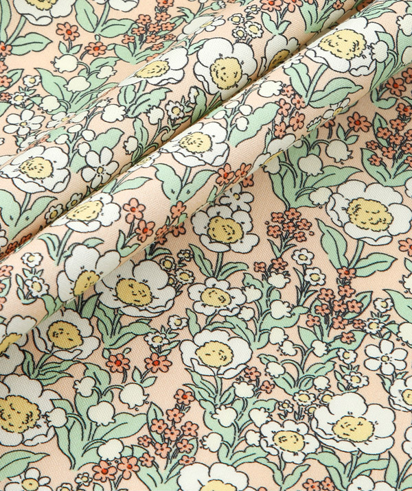 Mayıs Papatyası Doğal Pamuk Kumaş -Somon- (yarım metre)