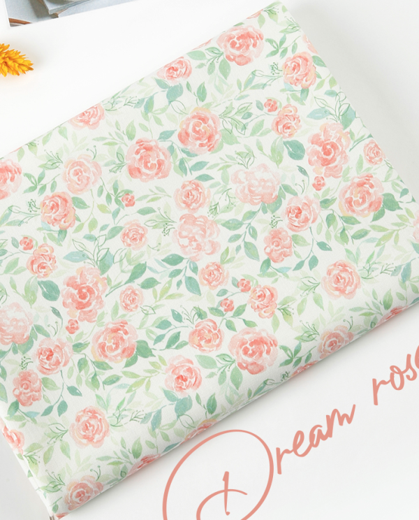 Soft Suluboya Gül Doğal Pamuk Kumaş  (yarım metre)